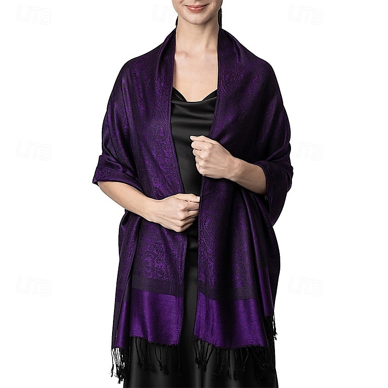 Écharpe châle pashmina en cachemire soyeux Vimate - Écharpe pashmina jacquard double face douce pour femme pour robe de soirée châle de voyage de 2025 ? $26.99 –P13