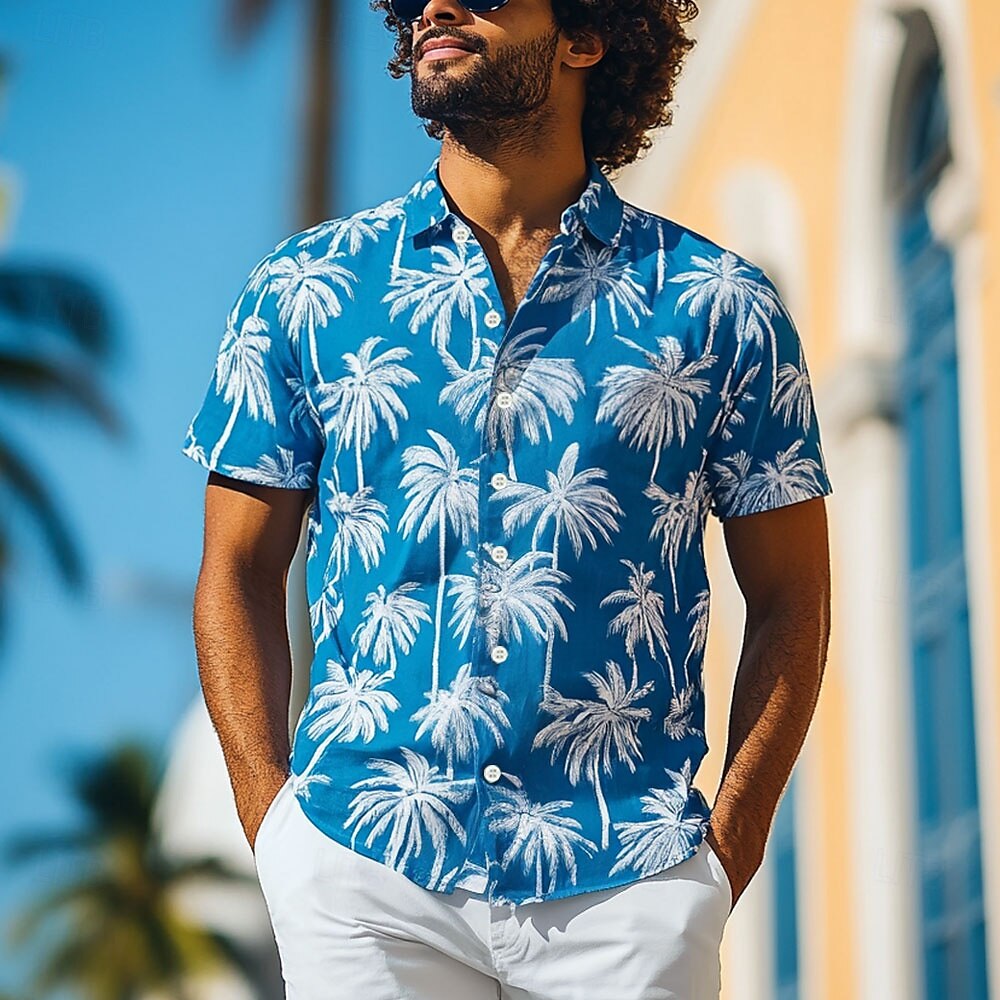 Miesten Kookospuu Trooppiset kasvit Havaiji paita Button Up paita Havaijilaispaita Lyhythihainen Havaijilainen Lomakeskus Loma Pyhäpäivä Ranta-asut Kesä Kevät Sänkyjen avaus 3D-tulostus kauluspaidat 2025 - $23.99 –P2