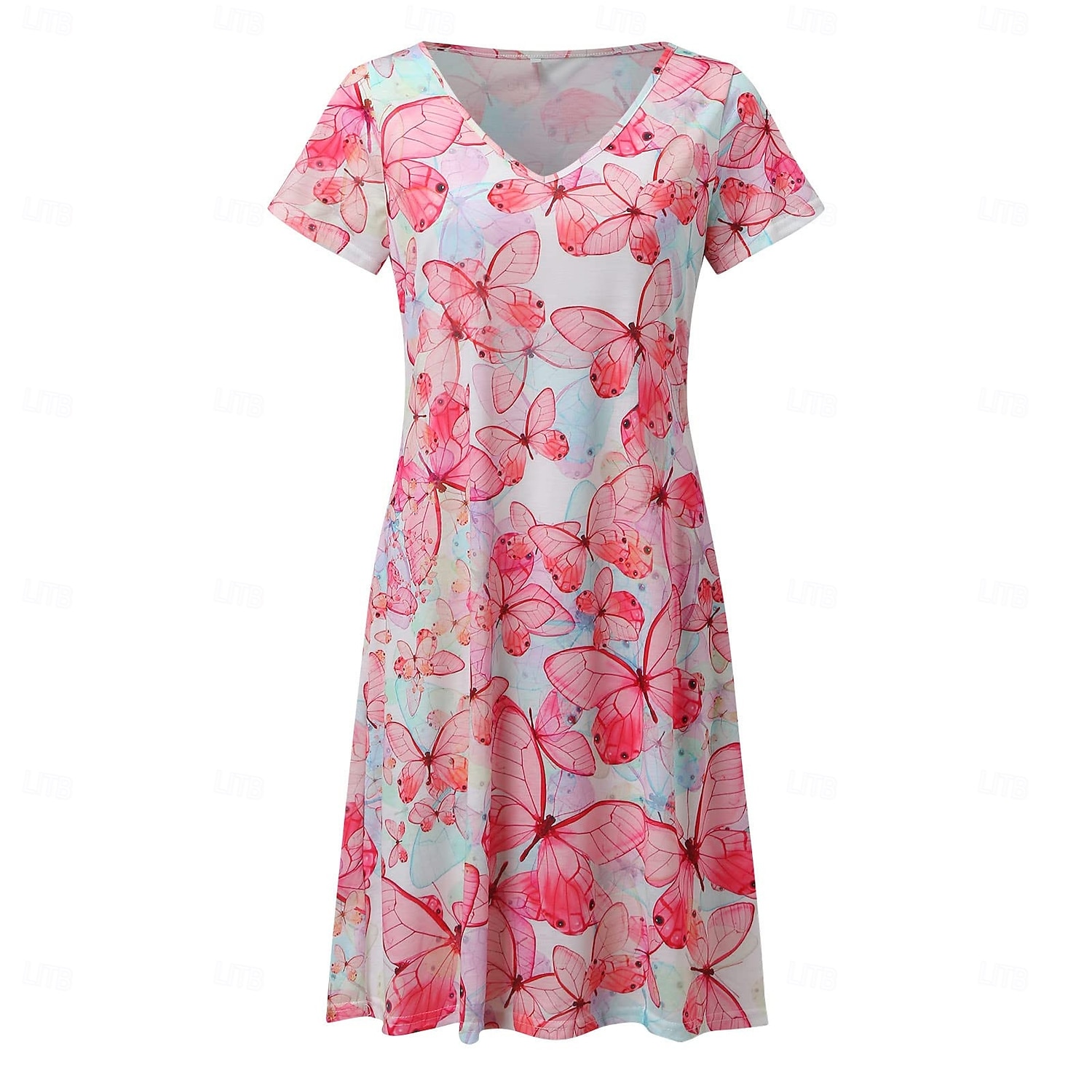 Women's Normal EU / US Size Midi Dress Long Sleeve Boho Dress Sundress Elegant Dress Elegant Bohemia Tropical Butterfly Sleeve Vacation Home Work Loose Fit Floral Geometric Short Sleeve V Neck Black 2025 - $23.99 –P10