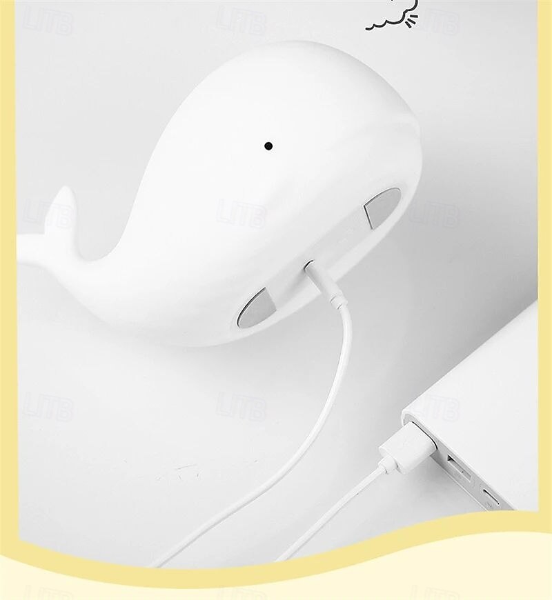 Luz noturna de silicone macio com desenho de baleia - lâmpada de dormir recarregável USB para quarto de crianças, presente perfeito para crianças e amigos de 2025 por $30.99 –P9