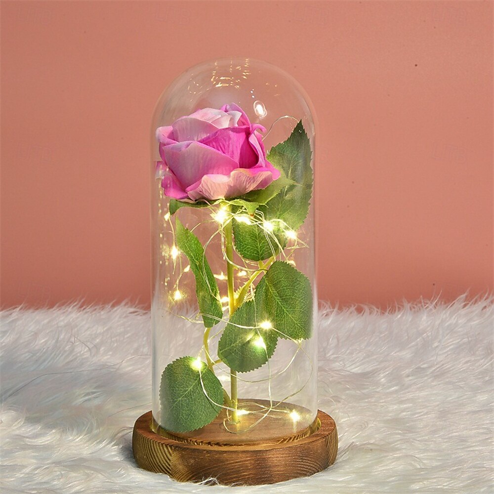 Galaxy Rose Lamps Simulated Rose 24k Gold Foil Rose Glass Led Light Light Up Rose In Glass Gift for Valentine's Day 2025 - $31.99 –P9