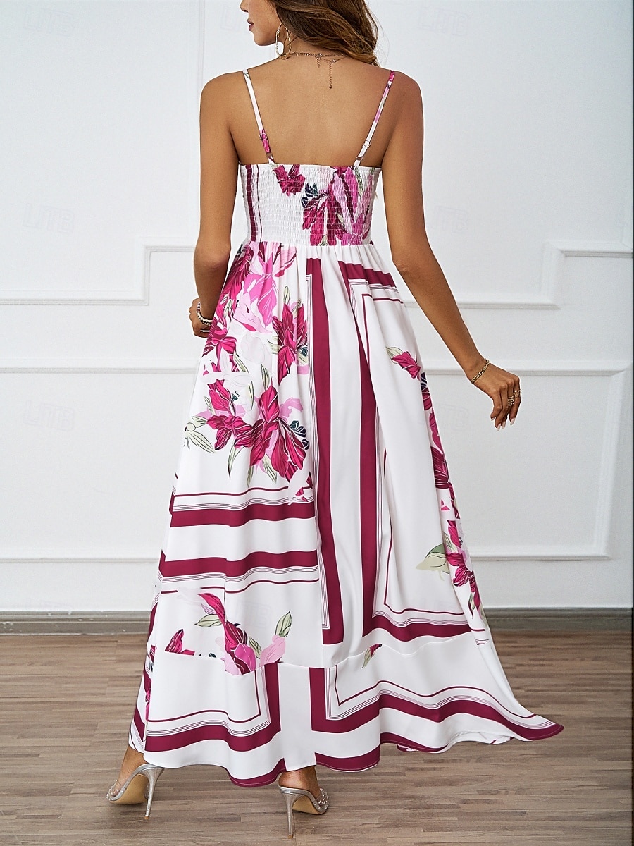 Per donna Vestito maxi Abito casual Abiti Boho Chic Boemia stile sveglio Moda Da mare Giornaliero Spiaggia Morbido Floreale Fantasia geometrica Senza maniche Con bretelline Blu Fucsia Estate del 2025 a $31.99 –P2
