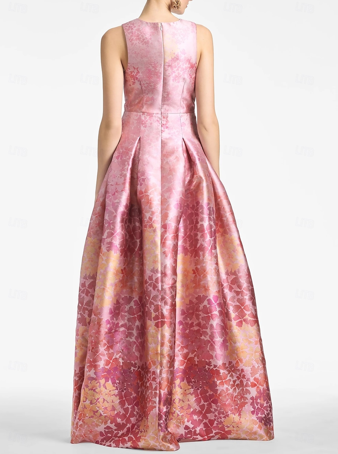 A-linjig Aftonklänning Hög Slits Klänning Strand Bröllop Formell Bröllop Gäst Golvlängd Ärmlös V-hals Ficka Satin med Blommönster Slits Ficka Derby Klänning Racedag Klänning Bröllop Gäst Klänning 2025 2025 - $144.99 –P2