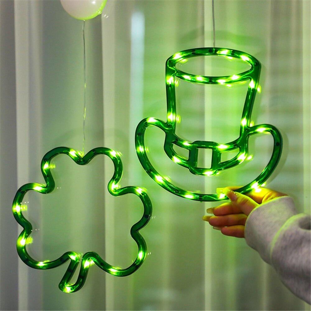 st.patrick's day three leaf clover LED dekorativt lys - kreativt hengende tilbehør feriefestdekorasjon, lite nattlys for stue, soverom eller festlige anledninger 1 stk. 2025 - $15.99 –P3