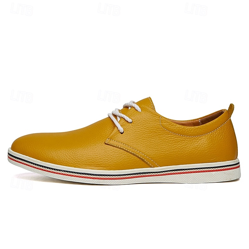 Men's Casual Lace-Up Shoes – Vibrant Faux Leather Upper, Lightweight Design, Non-Slip Sole, Perfect for Everyday Wear and Summer Outings 2025 - $46.99 –P5