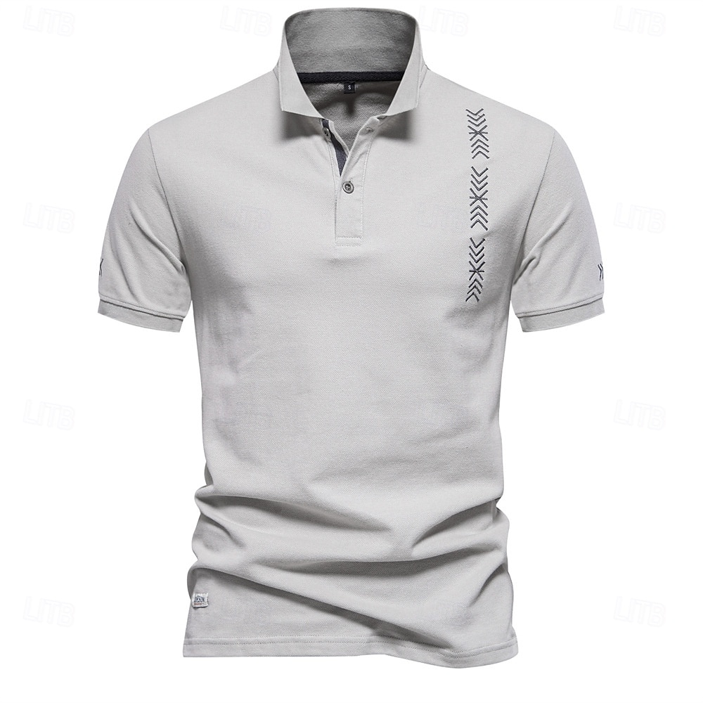 Bărbați Polo tricotat Polo de afaceri Oficial Muncă Răsfrânt Manșon scurt Geometric Nasturi Vară Negru Alb Albastru piscină Gri Polo tricotat 2026 - $26.99 –P4
