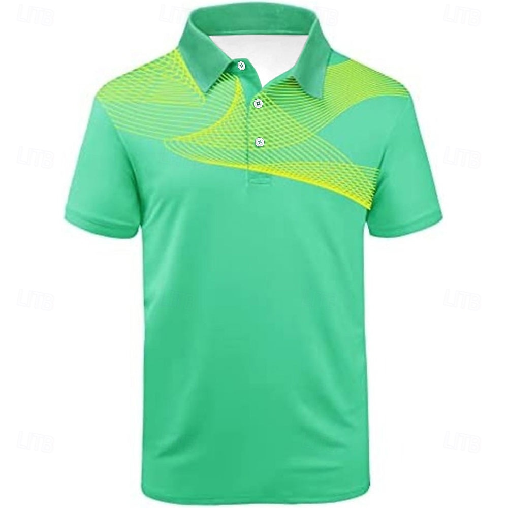 Voor heren Gestreept Sport Poloshirts Golfshirt Korte mouw Poloshirt Overhemden met kraag Casual Sportkleding Vakantiekleding Knop 3D-afdrukken Zwart En Rood Zwart / Wit Zwart 2026 - $23.99 –P7