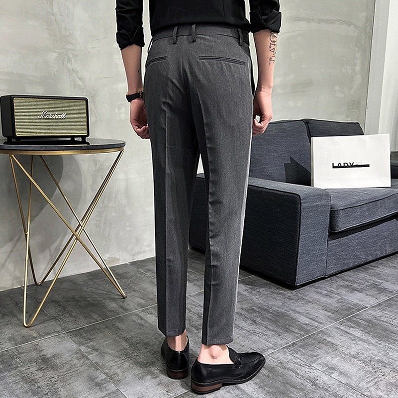 Pánské Oblekové Kalhoty Kalhoty chinos Knoflíky Kapsy Pevná barva Pohodlné Po kotníky Formální Párty Práce Módní Klasický styl Černá Khaki Lehce elastické 2025 - $26.99 –P8