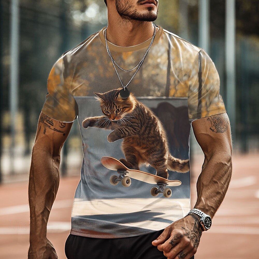 Herr Djur Rolig T-shirt Kortärmad T-shirt 3D-tryck Rund hals Skjorta drivna Designer Fest Helgdag Grå Sommar Vår Kläder S M L XL XXL XXXL 2025 - $17.99 –P1