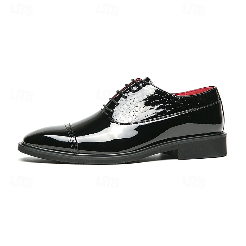 Men's Dress Shoes PU Leather Breathable Comfortable Slip Resistant Lace-up Black Gold Fall Winter 2025 - $46.99 –P4