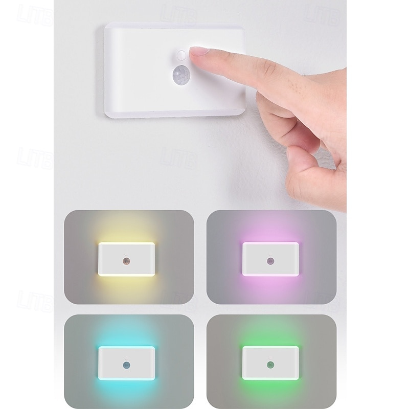 1 Stück Nachtlicht mit PIR-Bewegungssensor – RGB-Farbwechsel-Schranklicht, USB-aufladbare Nachtlampe mit Körpersensor für Treppen, Schlafzimmer und Flur 2025 - $22.99 –P3