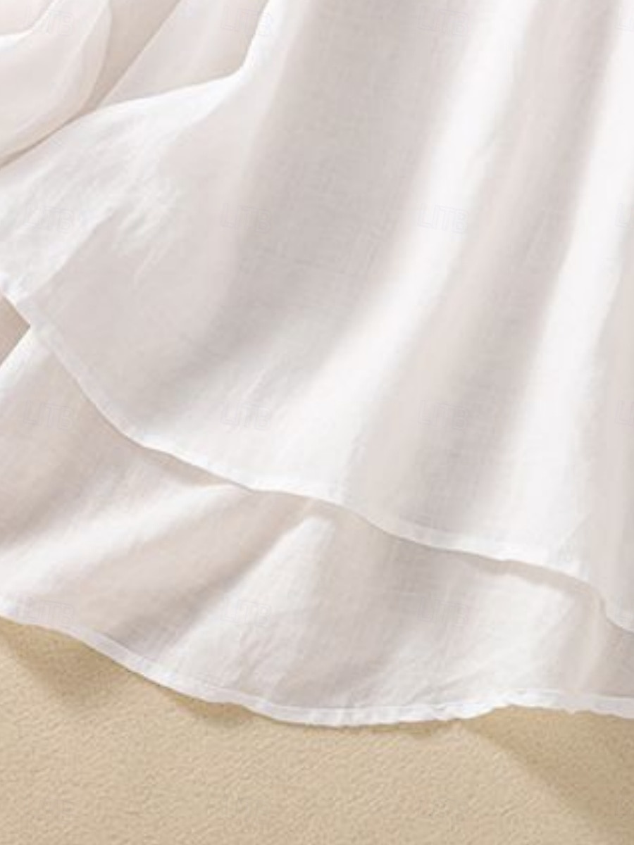 Femmes Chemise Chemisier Chemises en coton et lin Couleur Unie Basique Occasionnel manche longue Col ras du cou Hauts Réguliers Quotidien Broderie Blanche Rose Claire Fuchsia Vert Été Printemps de 2025 ? $21.99 –P12