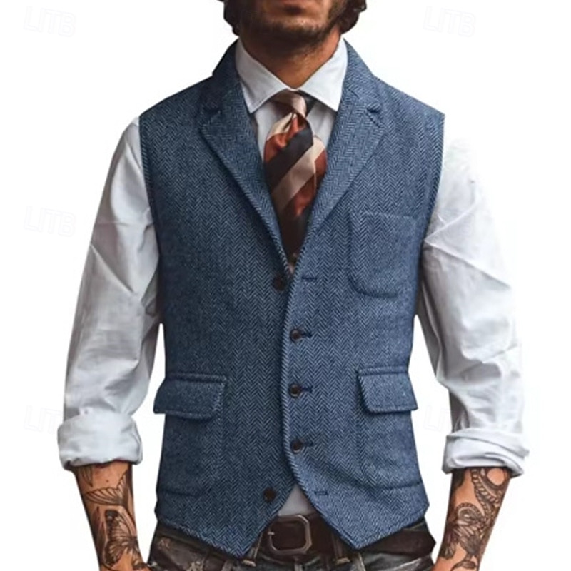 בגדי ריקוד גברים וסט Gilet חופשה יומי פגישה (דייט) אופנתי יום יומי קיץ & אביב כפתורים כיס פוליאסטר נוח אחיד חזה יחיד כפתור יחיד דש רגיל כסף חום כהה שחור שמפניה אֵפוֹד 2025 - $35.99 –P7