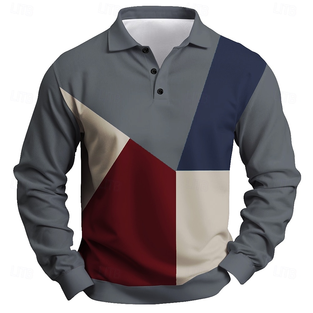 Men's Stripes Rugby Polo Long Sleeve Polo Shirts Collared Shirts Sportswear Casual Outdoor Athleisure 3D Print Spring Fall Winter Blue Black Green 2026 - $31.99 –P5