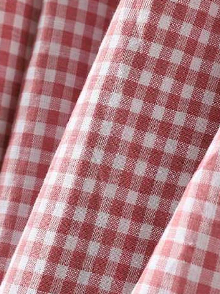 Mujer Vestido maxi Vestidos de lino y algodón Vestido informal Vestido de Tanque Vestido largo de algodón Básico Casual Vacaciones Diario Ajuste regular Plaid Sin Mangas Escote en Pico Rojo Verano 2025 - $36.99 –P11
