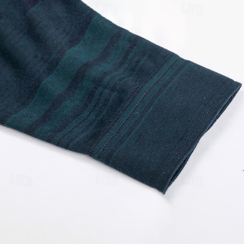Men's Wool Lyocell Blend Business Casual Classic Long Sleeve Vintage Fashion Striped Buttons Spring Fall Dark Red Dark Green 2025 - $68.99 –P5