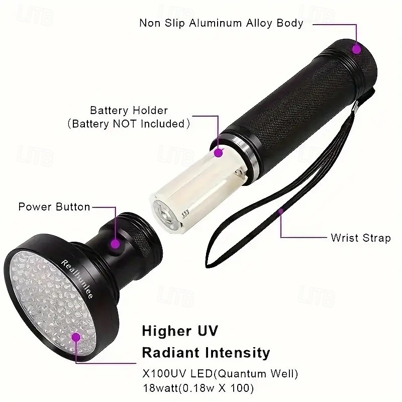 100 led uv zaklamp - 395nm blacklight zaklamp voor huisdier urine, schorpioen detectie &fluorescentie-inspectie 2026 - $28.99 –P3