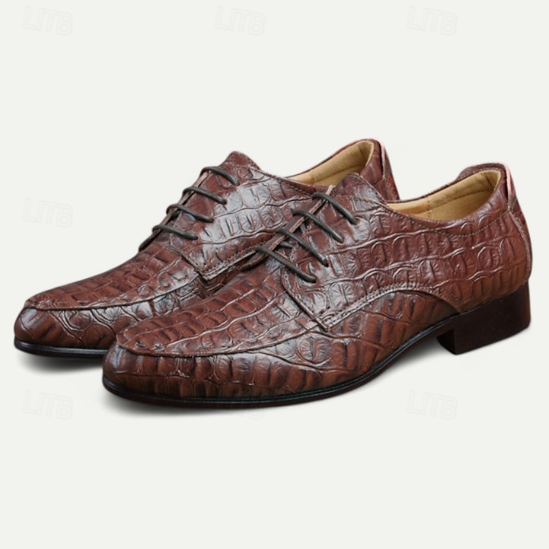 Per uomo Oxfords Motivo Coccodrillo Pelle PU Traspirante Confortevole Antiscivolo Allacciatura Marrone chiaro Nero Autunno Inverno del 2025 a $59.99 –P3