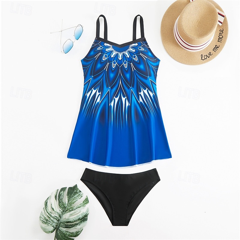 Dames Tankini Tweedelig zwempak V-hals Racerback Zwemkleding Zwemkleding Oranje Groen Ademend Sneldrogend Lichtgewicht Mouwloos - Zwemmen Surfen Strand Zomer Lente Grote maten 2025 - $25.99 –P5