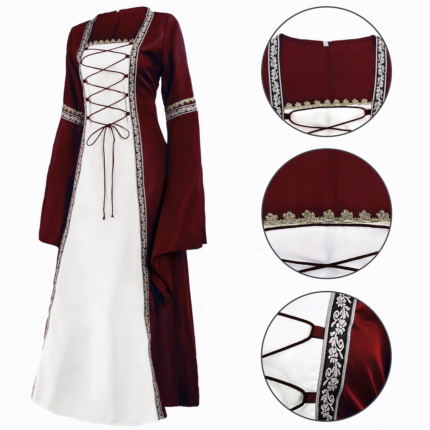 Retro Vintage Medieval Renascentista Até o Tornozelo Vestidos irlandês Viking Outlander Tamanhos Grandes Mulheres Fantasia de Carnaval Celta Dia Das Bruxas Carnaval LARP Ren Faire Festival Adulto de 2025 por $41.99 –P12