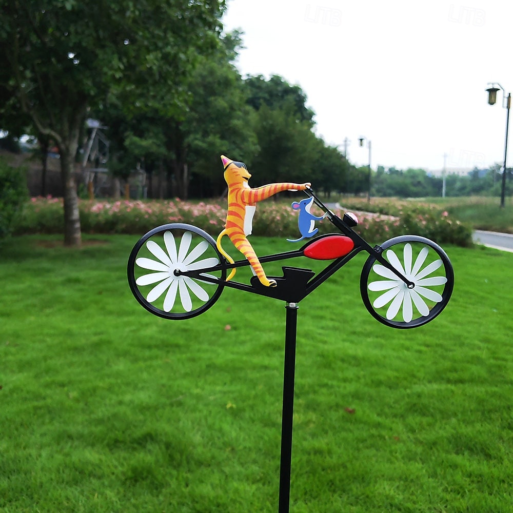 bicicleta metal viento spinner hierro forjado metal jardín decoración molino gato ratón motocicleta 2025 - $30.19 –P1