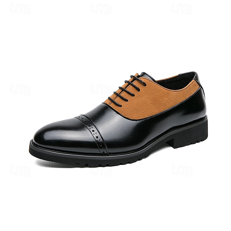 chaussures richelieu en similicuir noir et beige pour hommes – chaussures habillées à lacets élégantes avec semelle confortable pour les occasions professionnelles et décontractées de 2025 ? $46.99 –P2