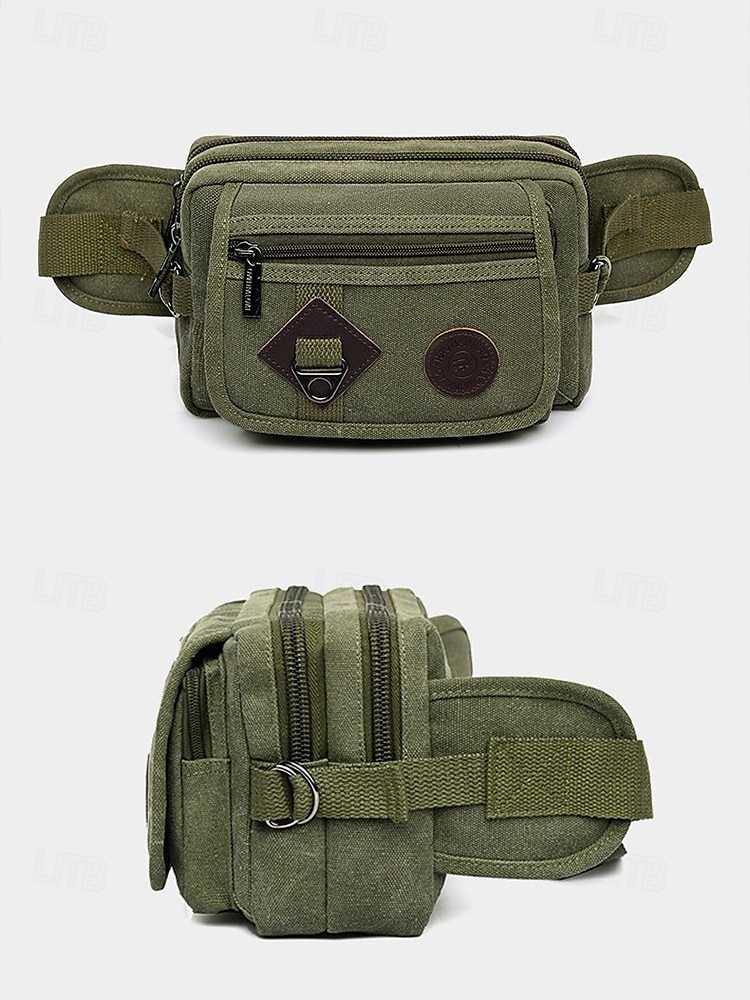 pánská odolná plátěná crossbody kabelka s více kapsami – ležérní outdoorová taška přes rameno pro cestování, turistiku a každodenní použití černá armádní zelená hnědá 2025 - $14.99 –P3