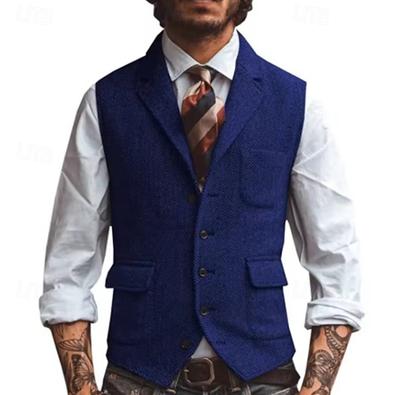 בגדי ריקוד גברים וסט Gilet חופשה יומי פגישה (דייט) אופנתי יום יומי קיץ & אביב כפתורים כיס פוליאסטר נוח אחיד חזה יחיד כפתור יחיד דש רגיל כסף חום כהה שחור שמפניה אֵפוֹד 2025 - $35.99 –P9