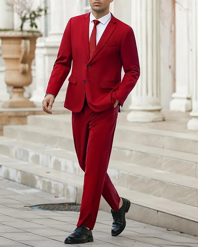 Hombre Graduación Conjunto chaqueta Negocio Fiesta de Cóctel Fiesta de Boda Moda Casual Primavera & Otoño Poliéster Color sólido Botones Bolsillo Cómodo Botonadura Simple Chaqueta de sport Negro 2025 - $114.99 –P1