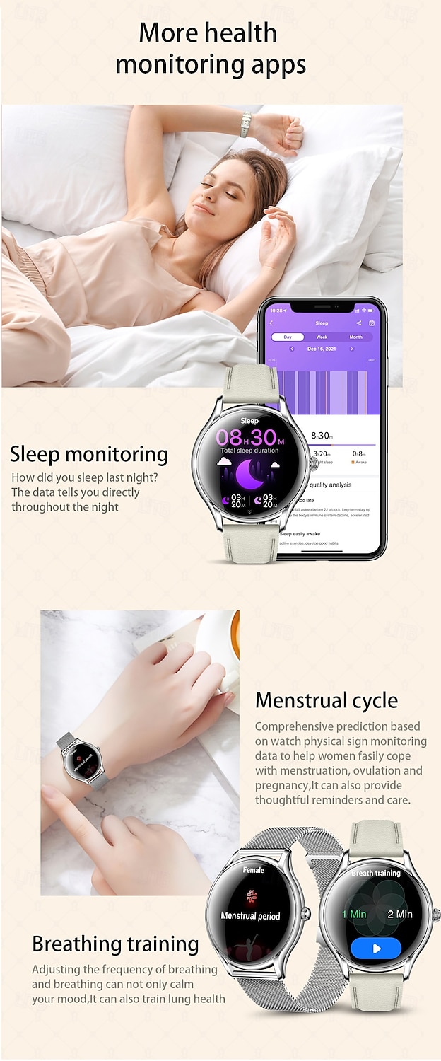 696 QS36 Reloj inteligente 1.43 pulgada Smartwatch Reloj elegante Bluetooth ECG + PPG Podómetro Recordatorio de Llamadas Compatible con Android iOS Mujer Hombre Impermeable Control de Medios 2025 - $55.99 –P8