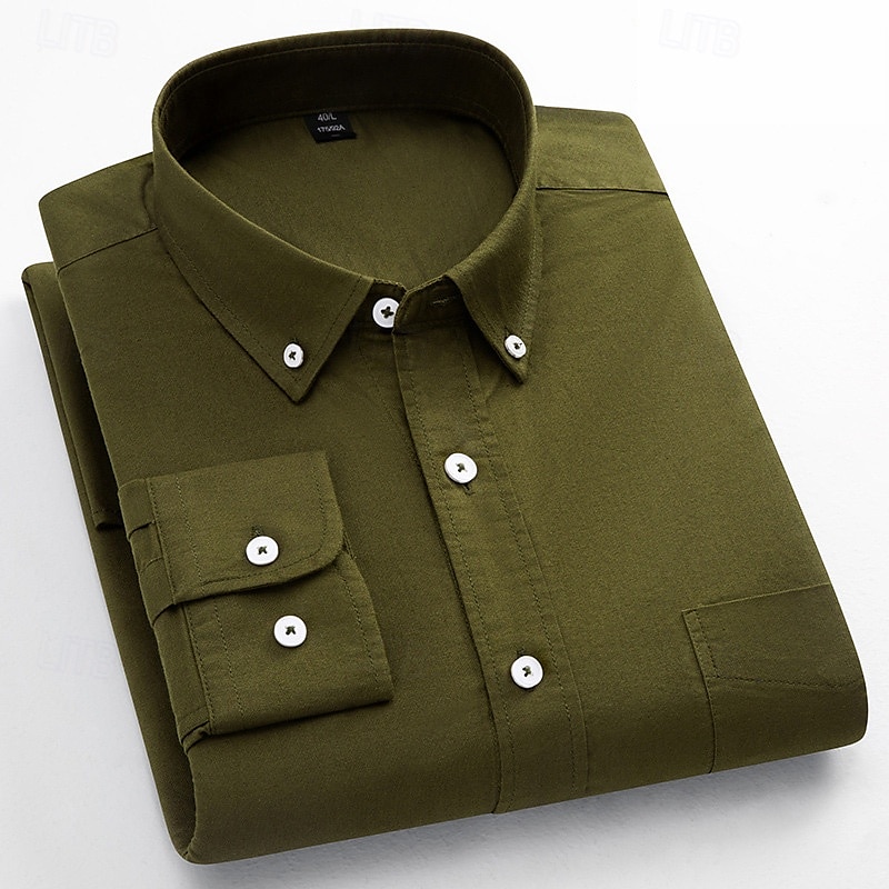 Men's Dress Shirt Oxford Shirt Solid Color Formal Black White Wine Orange Long Sleeve Shirt Collar Spring, Fall, Winter, Summer Clothing Apparel Buttons 2025 - $34.99 –P5
