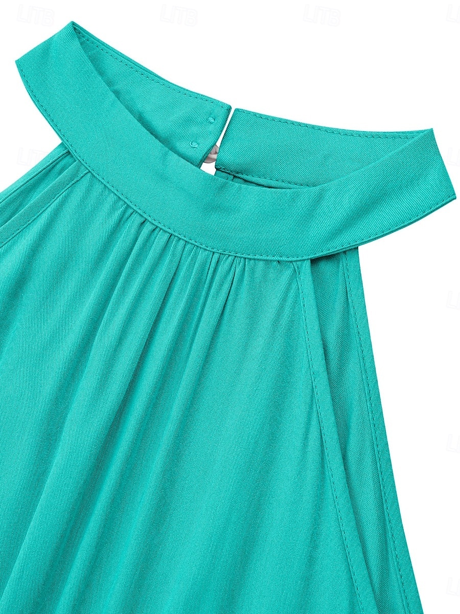 Women's Normal Jumpsuit Active Solid Color Sleeveless Halter Neck High Waist Tie Belt Vacation Daily Regular Fit Red Green Summer 2025 - $42.99 –P14
