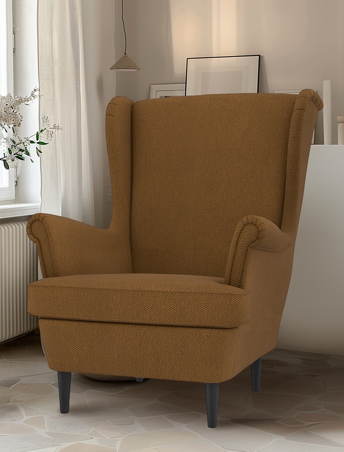 Husă pentru fotoliu cu spătar înalt 100% bumbac culoare solidă cu captușeală 2025 - $82.99 –P10