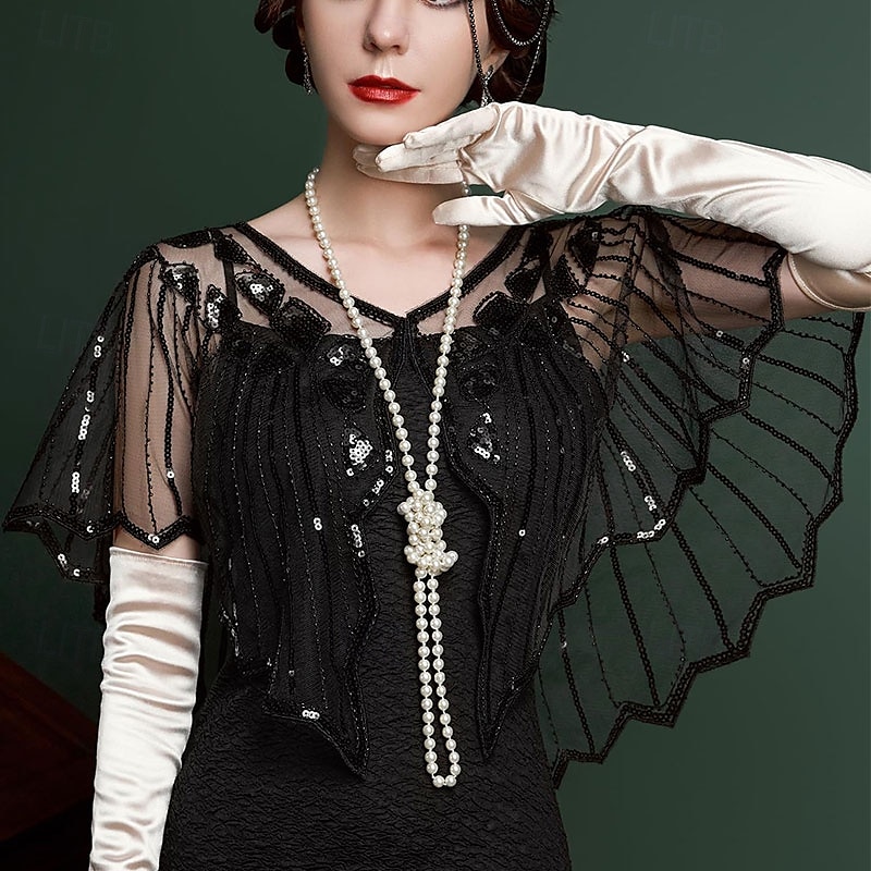 SWEETV Women's 1920s Shawl Wraps,Sequin Beaded Flapper Evening Shawls for women formal/Party/Wedding/Formal/Harlem night 2025 - $19.49 –P2