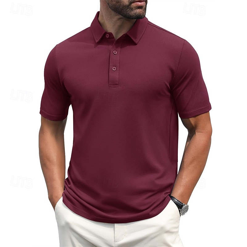 Herren Golfhemd Golf Poloshirts Arbeit Casual Kargen Kurzarm Basic Modern Glatt Knopf Frühling Sommer Regular Fit Hellgelb Wein Pfauenblau Dunkelgrau Schwarz Weiß Golfhemd 2025 - $17.99 –P12