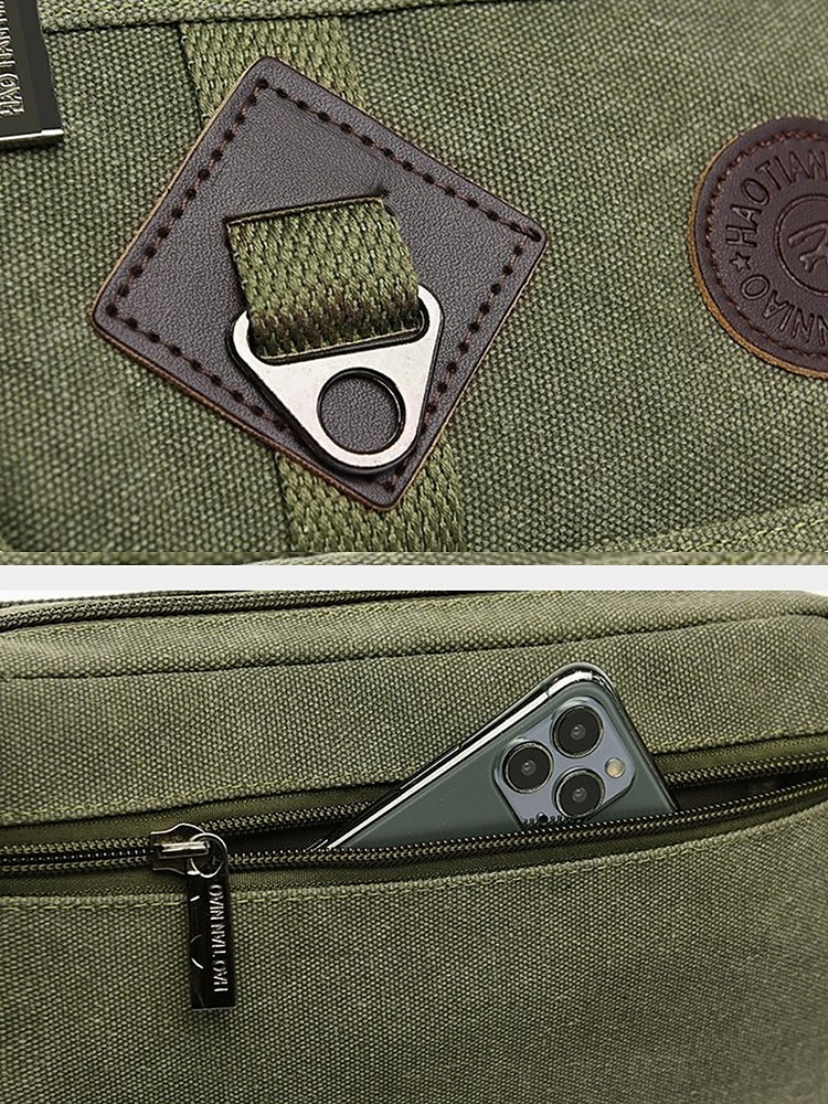 pánská odolná plátěná crossbody kabelka s více kapsami – ležérní outdoorová taška přes rameno pro cestování, turistiku a každodenní použití černá armádní zelená hnědá 2025 - $14.99 –P5