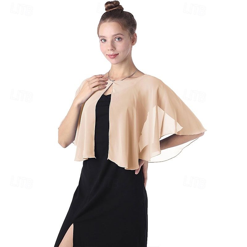 Baoqiya Capelets for women Chiffon Cape Soft Shawls and Wraps Wedding Capes 1920s flapper Cover Up 2025 - $18.49 –P4