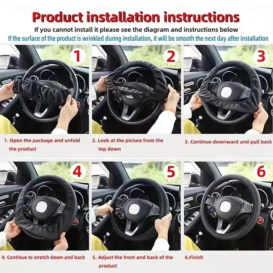 1PCS Car Steering Wheel Cover Fiber Leather Double Circle Without Inner Ring Elastic Band Handle Cover Wear-Resistant Embossed 2026 - $9.99 –P3