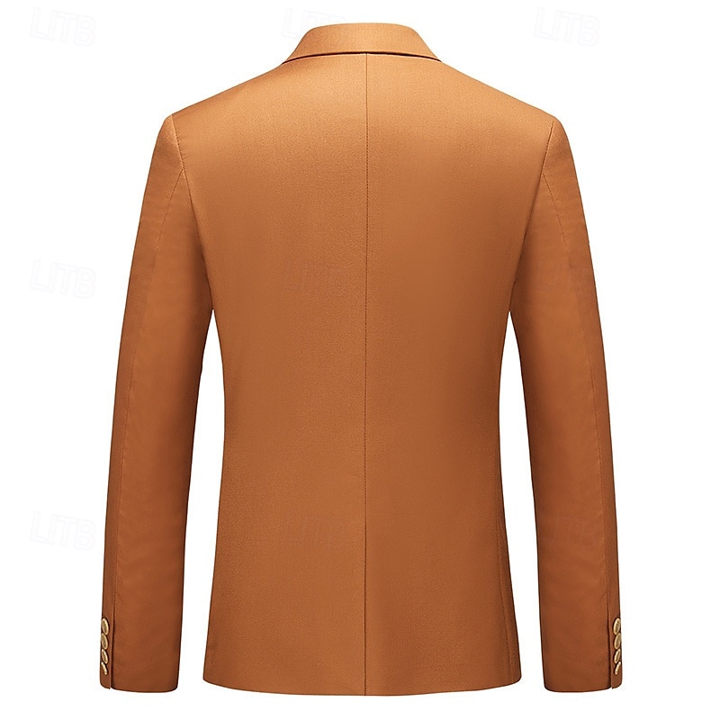 Men's Set Blazer Business Cocktail Party Wedding Party 2 Piece Fashion Casual Spring &  Fall Polyester Solid Color Buttons Pocket Comfortable Single Breasted Blazer Dark Yellow Black White Yellow 2025 - $113.99 –P3