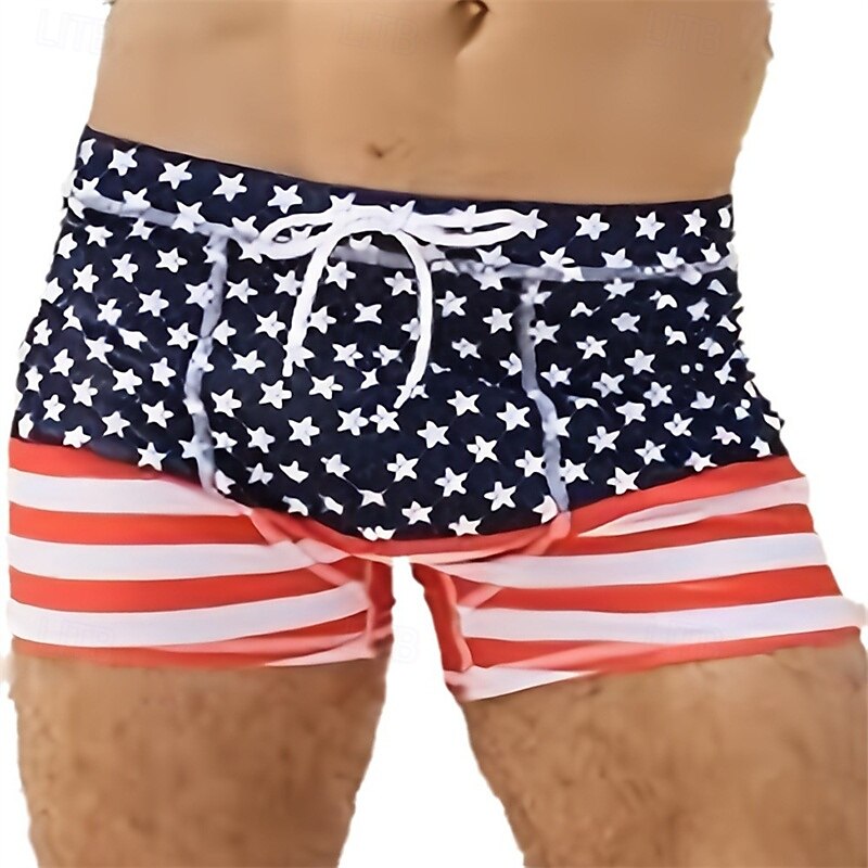 Herr Badshorts Badkläder Underdelar Snörning Simmning Surfing Strand Vattensport Tryckt Landsflagga Sommar Vår 2025 - $12.99 –P2