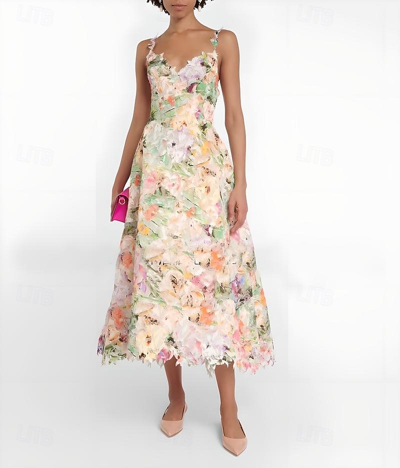 Abiti da cocktail A-Line Abito elegante Cerimonia Abbigliamento per feste Lunghezza tè Maniche corte Collo scallop con ricamo Abiti Abito da corsa del 2025 a $111.99 –P1
