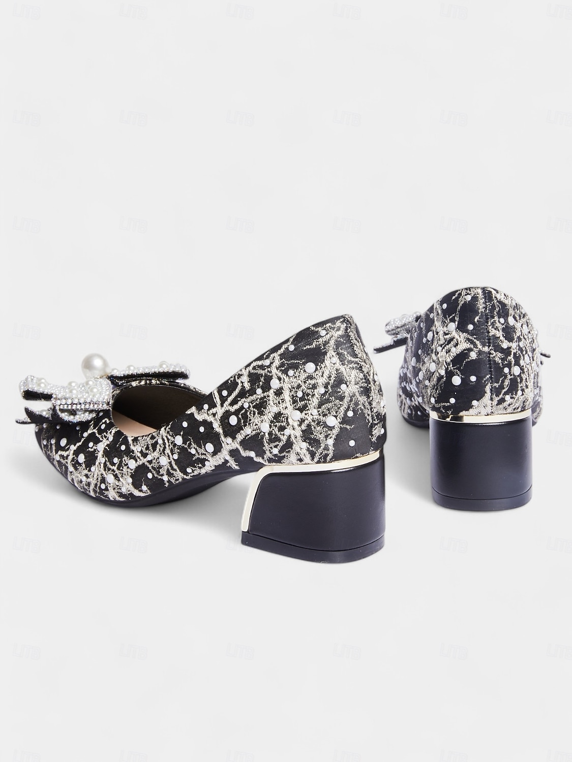 Mother of the Bride Block Heel Dress Pumps, Rhinestone Bow Pearl Accent Wedding Guest Heels for Ceremony & Reception, Black 2026 - $46.99 –P5