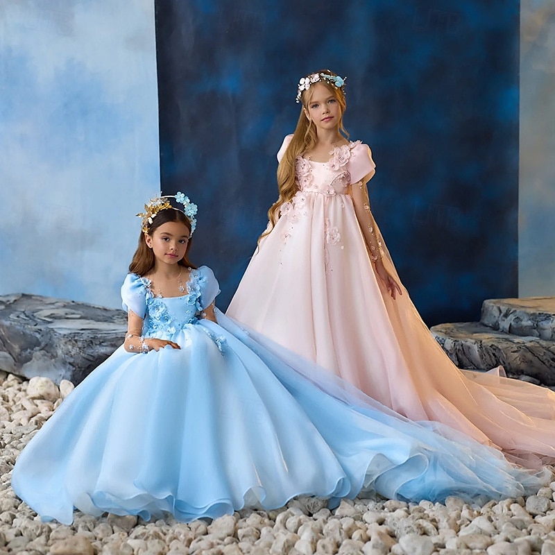 Šaty pro květinovou družičku Dívčí Formální šaty Šaty na párty Svatební Párty Princeznovské Sladký Vánoce Karneval Nabírané šaty Pevná barva Bez ramínek Tričkový Světlá růžová Nebeská modř 4 roky + 2025 - $104.99 –P2