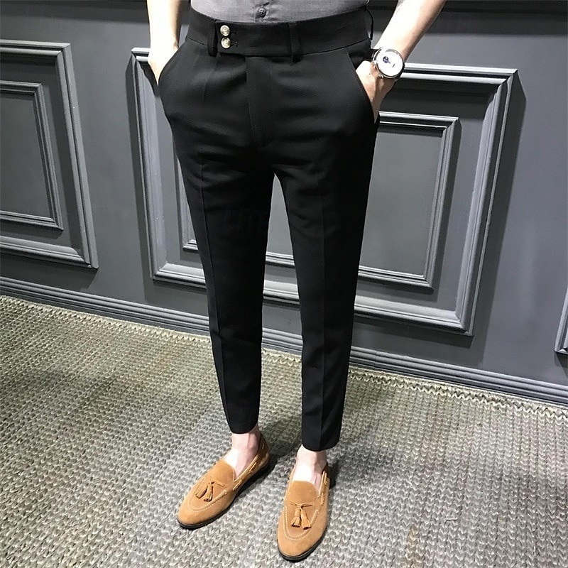 Homens Graduação Social Calças chinês Botões Bolsos Tecido Conforto Formal Festa Trabalho Moda Estilo Clássico Preto Branco Micro-Elástica de 2025 por $23.99 –P3