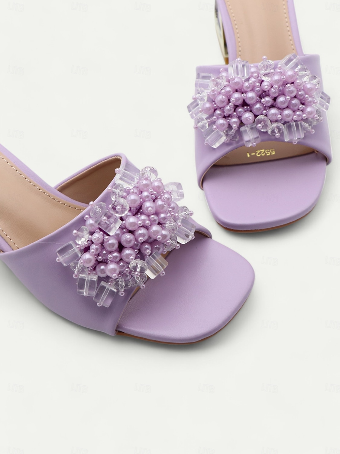 Women's Purple Slide Sandals with Pearl and Bead Embellishments – Fashionable Chunky Heel Mules for Casual Outings and Evening Events 2025 - $34.99 –P2