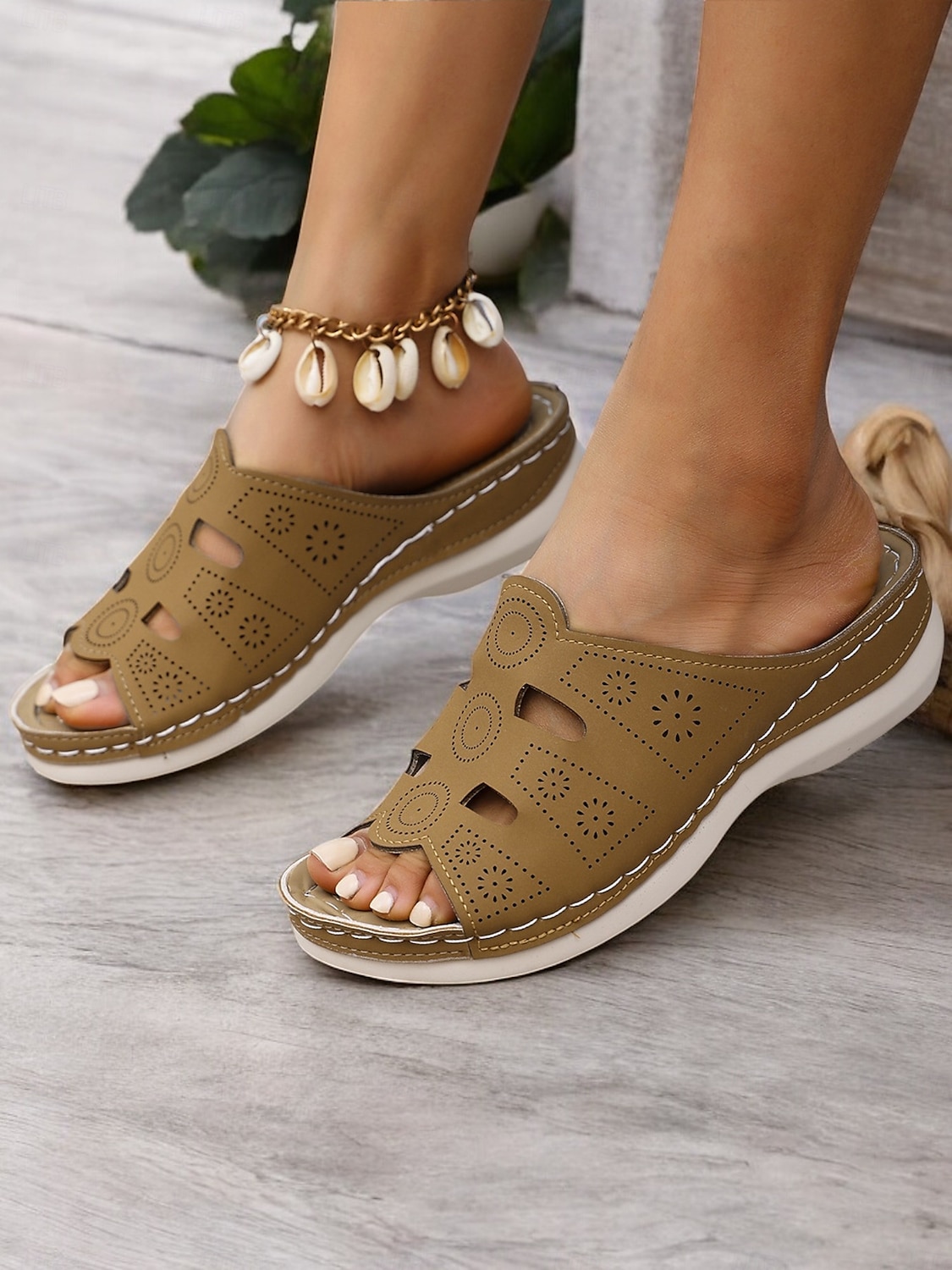 Women's Red Slip-On Sandals with Cut-Out Design, Comfortable Sole and Casual Style for Summer Wear and Daily Outings 2025 - $19.99 –P5