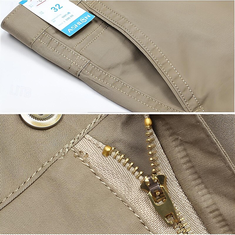 Men's Graduation Dress Pants Trousers Chinos Buttons Pocket Solid Color Comfort Formal Party Work Fashion Classic Style Light Khaki Green Micro-elastic 2025 - $15.49 –P3
