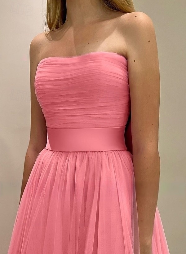Linha A Vestidos de baile Elegante Vestido Formal Baile de Formatura Cauda Escova Sem Manga Sem Alças Cinto / Faixa Cetim com Laço(s) Pregas Franzido 2025 de 2025 por $158.99 –P3