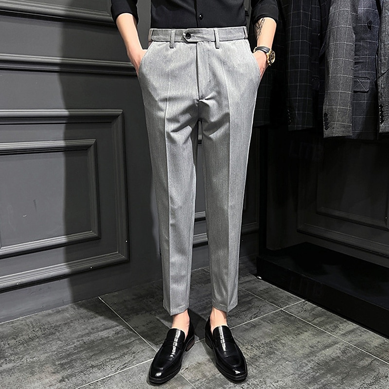 Pánské Oblekové Kalhoty Kalhoty chinos Knoflíky Kapsy Pevná barva Pohodlné Po kotníky Formální Párty Práce Módní Klasický styl Černá Khaki Lehce elastické 2025 - $26.99 –P9