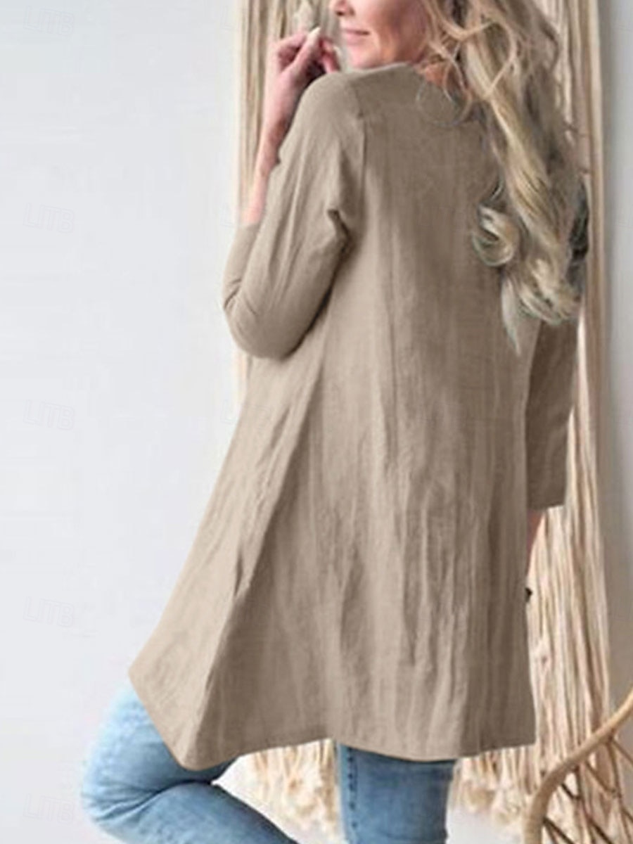 Damen Minikleid Baumwoll-Leinen-Kleider Freizeitkleid Stilvoll Basic Lässig Urlaub Täglich Lässiger Schnitt Einfach Dreiviertelarm Rundhalsausschnitt Grün Khaki Dunkelblau Sommer Frühling Herbst 2025 - $16.99 –P16